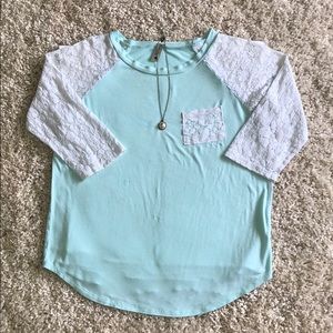 Teal mid sleeve top